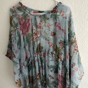 blue floral blouse